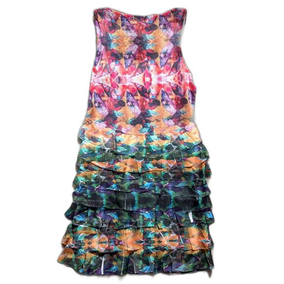 ADOLFO DONIMGUEZ Knit Watercolor Floral Ruffled/Pleated Mini Dress, Sz. XS/S - Picture 2 of 6